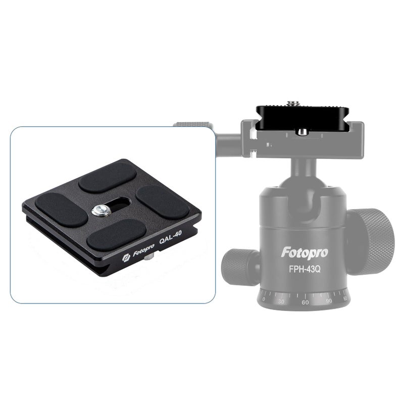 Fotopro Universal Arca-Swiss 40mm Aluminium Quick Release Plate, Easy Tight for Professional Bball Head Tripod, Quick Removable Plate for DSLR Camera&Heavy Lens, Skidproof QR Plate QAL-40 - Image 3